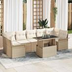 vidaXL Tuinbank Set met kussen 8 pcs Beige poly rattan, Verzenden, Nieuw