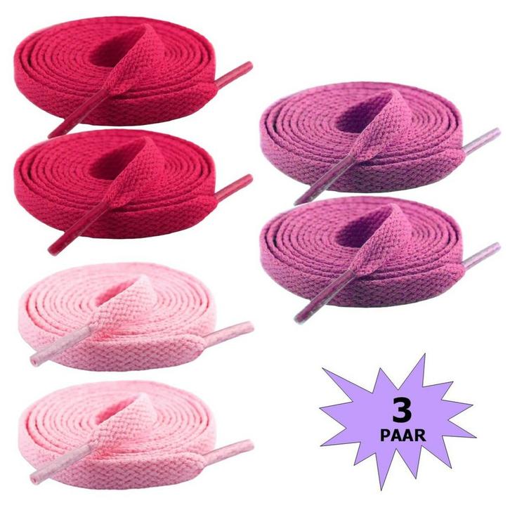 Fako Fashion - Schoenveters - Plat - 8mm - 120cm - 3 Paar -, Kleding | Heren, Schoenen, Verzenden