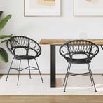 vidaXL Eetkamerstoel 2 pcs Zwart 49 x 51 x 81 cm Riet en, Huis en Inrichting, Stoelen, Verzenden, Nieuw
