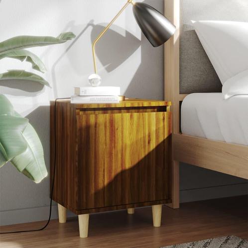 vidaXL Nachtkastje met houten poten 40x30x50 cm bruin, Huis en Inrichting, Slaapkamer | Nachtkastjes, Nieuw, Verzenden