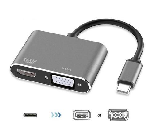 DrPhone CHX - 2 in 1 Adapter USB-C naar HDMI & VGA - 4k, Informatique & Logiciels, Pc & Câble réseau, Envoi