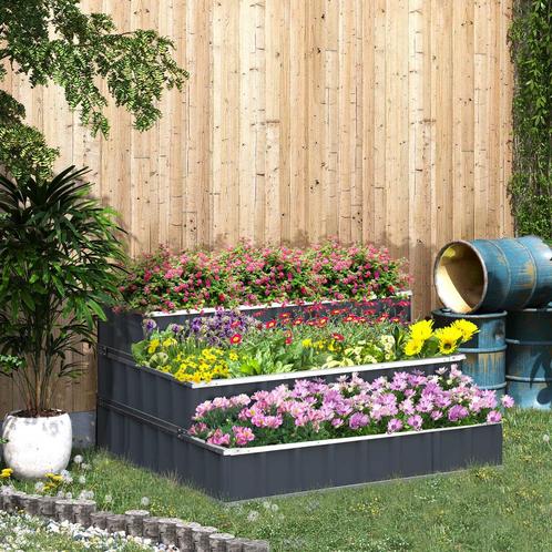 Plantenbak - Tuinbed met bloementrap - Kruidenbed - Grijs, Tuin en Terras, Bloembakken en Plantenbakken, Nieuw, Ophalen of Verzenden