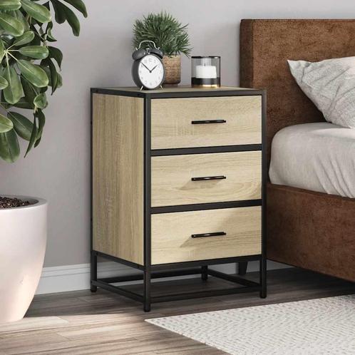 vidaXL Nachtkastje 40x34,5x60 cm bewerkt hout en metaal, Huis en Inrichting, Slaapkamer | Nachtkastjes, Nieuw, Verzenden
