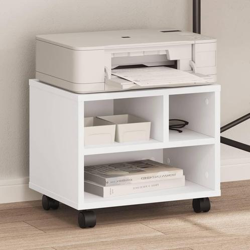 vidaXL Printerkastje met wielen 41x32x34,5 cm wit, Computers en Software, Printers, Nieuw, Verzenden