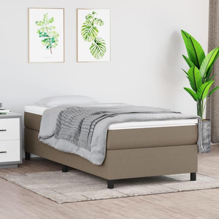 vidaXL Boxspring bed 90x200 cm stof taupe, Huis en Inrichting, Slaapkamer | Bedden, Nieuw, Verzenden