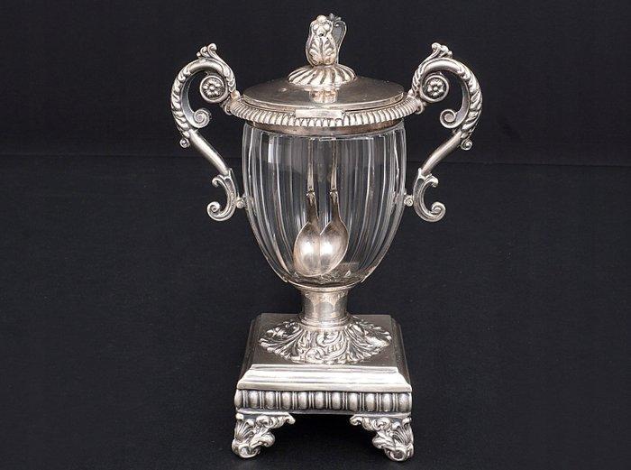 Pot - Pot à moutarde en argent français élégant du XIXe, Antiek en Kunst, Antiek | Zilver en Goud