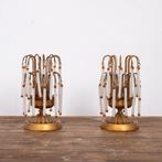 Nachtlampje (2) - fontein - Legering, Glas - opalijn glazen