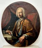 Italiaanse school (XVIII) - Ritratto di gentiluomo con penna, Antiek en Kunst