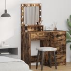 vidaXL Make-up Tafel met LED Verlichting - Gerookt Eiken, Huis en Inrichting, Verzenden, Nieuw