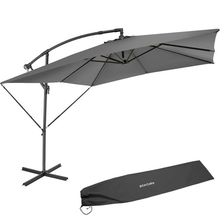tectake Parasol Apollon met slinger 2,5 x 2,5 m - lichtgrijs, Tuin en Terras, Zonneschermen, Verzenden
