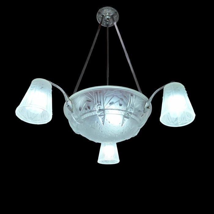 Muller Frères - Plafondlamp - Sterrennacht - Glas, Brons,, Antiek en Kunst, Antiek | Meubels | Stoelen en Sofa's