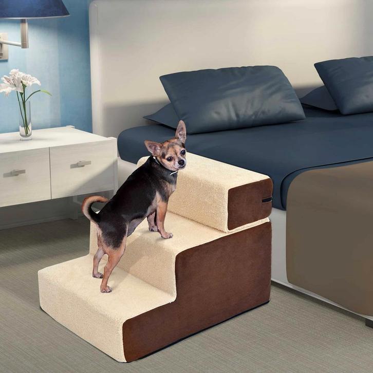 Traprelif - Huisdierparadijs - 3 niveaus - pluche beige, Dieren en Toebehoren, Honden-accessoires, Nieuw, Ophalen of Verzenden