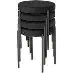 eetkamerstoel - Modern Living - Fluweel - Stapelbaar - Zwart, Zwart, Nieuw, Ophalen of Verzenden, Modern