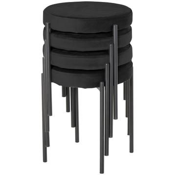 eetkamerstoel - Modern Living - Fluweel - Stapelbaar - Zwart, Zwart, Nieuw, Ophalen of Verzenden, Modern