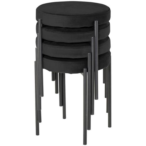 eetkamerstoel - Modern Living - Fluweel - Stapelbaar - Zwart, Huis en Inrichting, Stoelen, Zwart, Nieuw, Stof, Ophalen of Verzenden