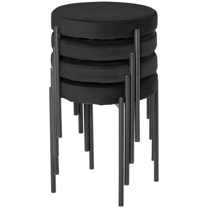 eetkamerstoel - Fluweel - Stapelbaar - Zwart, Huis en Inrichting, Stoelen, Zwart, Nieuw, Stof, Ophalen of Verzenden
