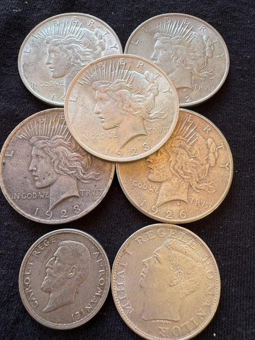 États-Unis, Roumanie. Lot of 7 silver coins (Sans Prix de, Postzegels en Munten, Munten | Europa | Niet-Euromunten