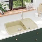 vidaXL Ãvier de cuisine Granit Seul lavabo Beige, Verzenden