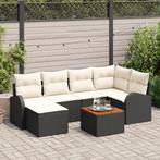 vidaXL 7-delige tuinsofa set met kussens in zwart poly, Tuin en Terras, Verzenden, Nieuw