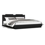 vidaXL Cadre de lit avec tête de lit noir 180x200 cm, Neuf, Verzenden