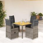 vidaXL 5-delige Bistroset met kussens poly rattan grijs, Tuin en Terras, Tuinsets en Loungesets, Verzenden, Nieuw