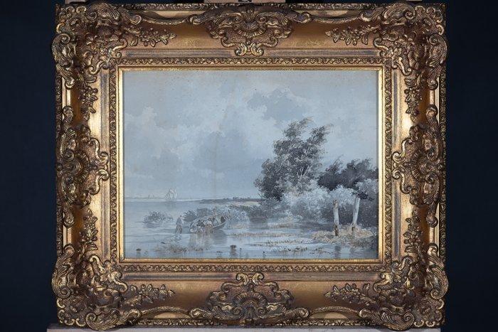Frans Arnold Breuhaus de Groot (1824-1872) - Oeverlandschap, Antiek en Kunst, Kunst | Schilderijen | Klassiek