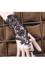 Armband Kant Zwart met Ring en Roos Great Gatsby Roaring Twe, Handtassen en Accessoires, Kettingen, Ophalen of Verzenden, Nieuw