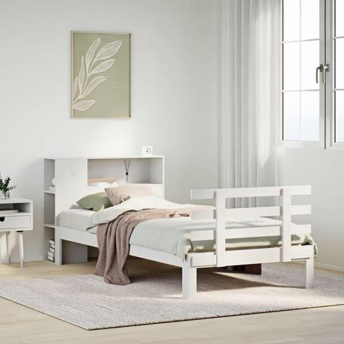 vidaXL Bed met boekenkast zonder matras grenenhout wit, Huis en Inrichting, Slaapkamer | Bedden, Nieuw, Verzenden