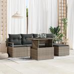 vidaXL 6-delige tuinzetel set met kussens grijs poly rattan, Tuin en Terras, Tuinsets en Loungesets, Verzenden, Nieuw