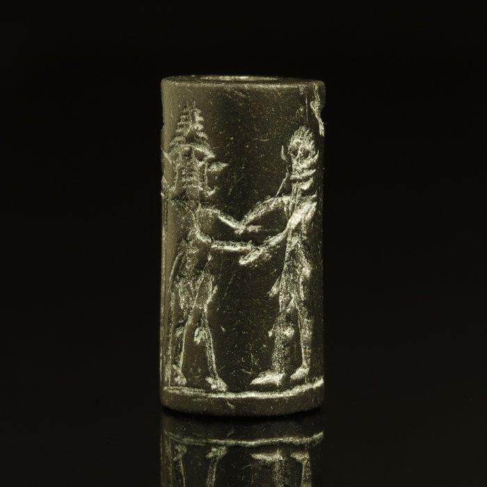 Oud-Babylonisch Steen Cylinder seal - 19 mm, Verzamelen, Mineralen en Fossielen