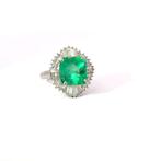 Ring Platina Smaragd - Diamant - Colombiaanse smaragd 4,00, Handtassen en Accessoires, Ringen, Nieuw