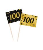 Cocktailprikkers 100 Jaar 6,5cm 50st, Verzenden, Nieuw