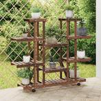 vidaXL Plantenstandaard met wielen 110x25x115 cm massief, Tuin en Terras, Verzenden, Nieuw