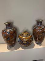 Pot (3) - messing en emaille - Cloisonné-set uit de