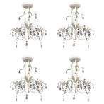 vidaXL Kroonluchters kristal 4 st elegant wit, Huis en Inrichting, Lampen | Kroonluchters, Verzenden, Nieuw