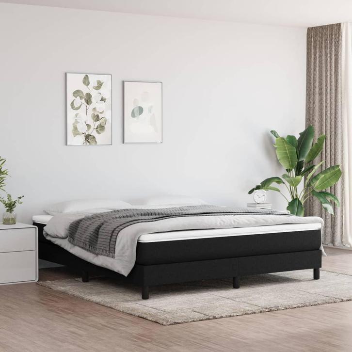 vidaXL Boxspring bed stof zwart 180x200 cm, Maison & Meubles, Chambre à coucher | Lits, Envoi