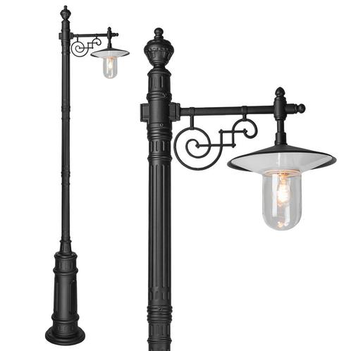 Tuinverlichting klassiek Merano Lantaarnpaal Zwart, Tuin en Terras, Buitenverlichting, 50 tot 250 watt, Nieuw, Aluminium, Staande lamp