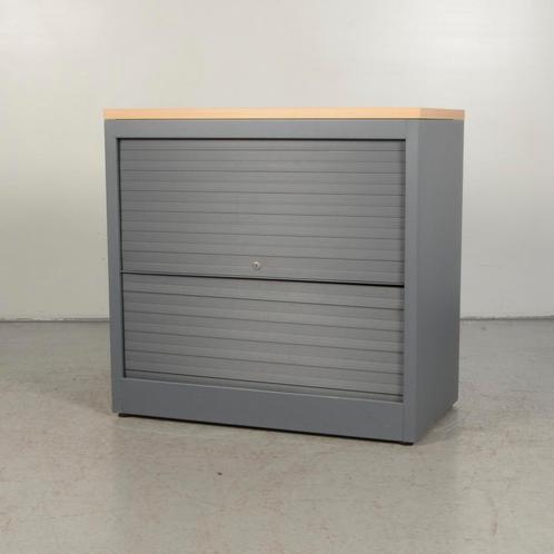 Roldeurkast Kinnarps -	Grijs - Beuken topblad - 78 x 80 cm, Huis en Inrichting, Kasten | Roldeurkasten en Archiefkasten, Gebruikt