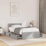 vidaXL Bedframe met hoofdeinde bewerkt hout betongrijs, Huis en Inrichting, Slaapkamer | Bedden, Verzenden, Nieuw