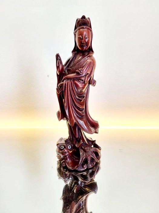 Chinese houten sculptuur van Guanyin (Kwan Yin) - Hout -, Antiquités & Art, Antiquités | Autres Antiquités