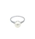 Ring - 18 karaat Witgoud Parel - Diamant, Nieuw