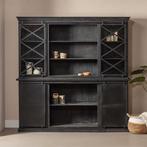 Buffetkast Mangohout Milan 160 Met Dubbele Deurtjes X Zwart, Huis en Inrichting, Kasten | Buffetkasten, 150 tot 200 cm, Nieuw