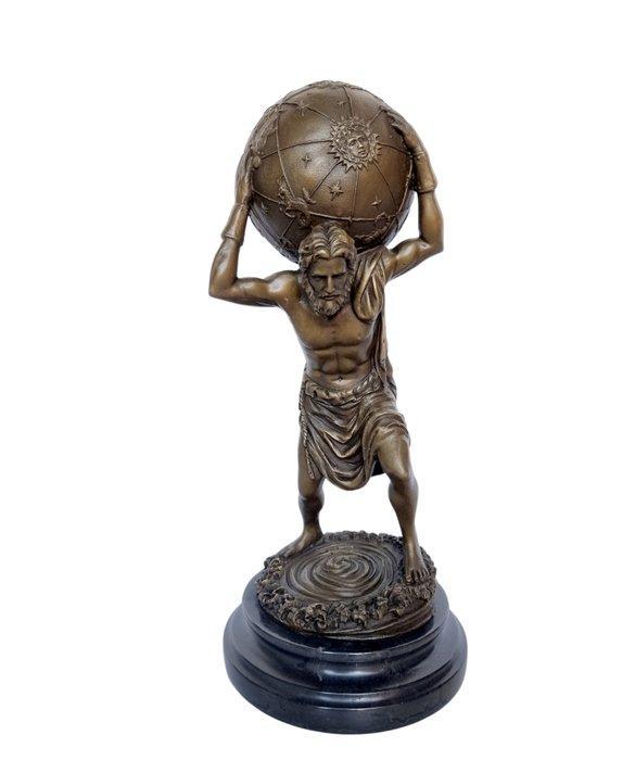sculptuur, Atlas - 32 cm - Brons, Marmer, Antiquités & Art, Art | Objets design