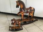 Hobbelpaard - Groot Polychroom beschilderd hobbellpaard met, Antiek en Kunst