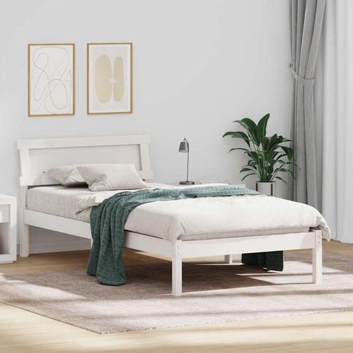 vidaXL Bedframe met hoofdeinde Wit 100 x 200 cm Massief, Huis en Inrichting, Slaapkamer | Bedden, Nieuw, Verzenden