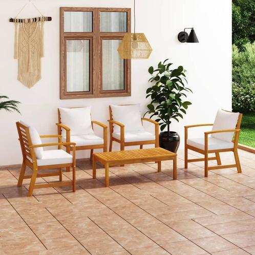 vidaXL Salon de jardin 5 pcs avec coussin Bois dacacia, Tuin en Terras, Tuinsets en Loungesets, Verzenden