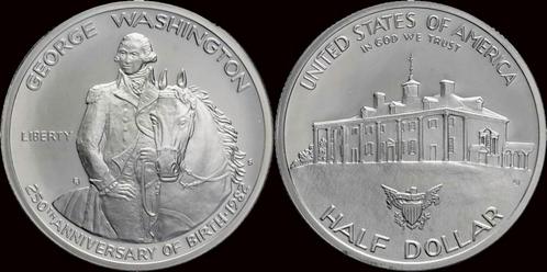 Usa 1/2 dollar 1982- 250th anniversary of George Washingt..., Timbres & Monnaies, Monnaies | Amérique, Envoi