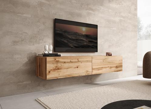 Meubella | TV-Meubel - Eiken - 160cm | Staand of hangend, Huis en Inrichting, Kasten |Televisiemeubels, 25 tot 50 cm, Nieuw, 150 tot 200 cm