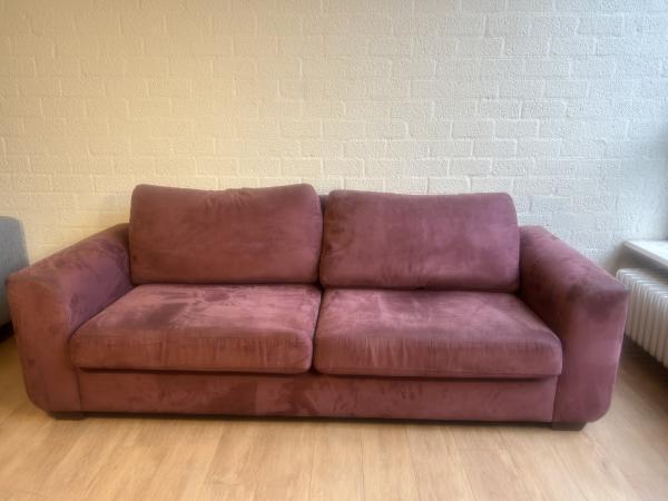 Veiling - Fluweelzachte Paarse 2,5 zits bank, Huis en Inrichting, Zetels | Zetels