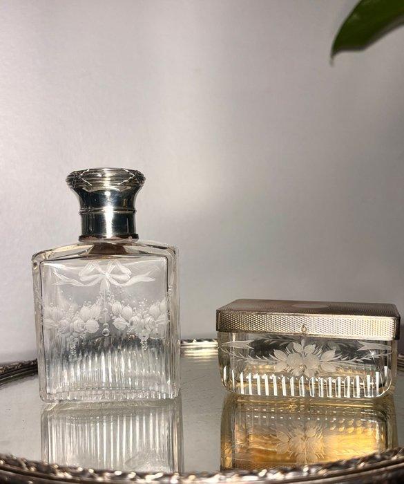 Flacon à cosmétiques (2) - Cristal, Argent, Antiek en Kunst, Antiek | Zilver en Goud